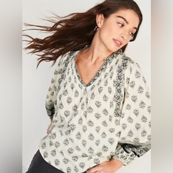 Old Navy Long-Sleeve Printed Poet Swing Peasant Blouse, Size Large Tall - Picture 8 of 8